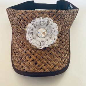 Ladies Straw/Cotton Sun Visor
